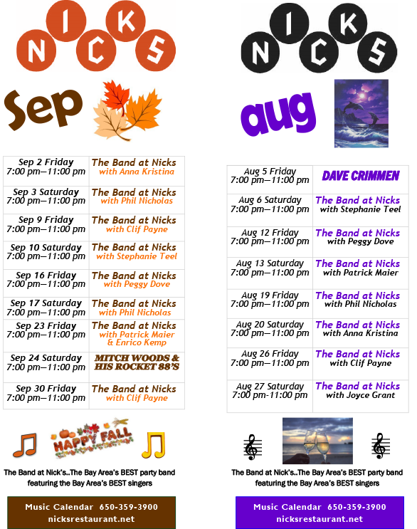 Nick's Restaurant music schedule